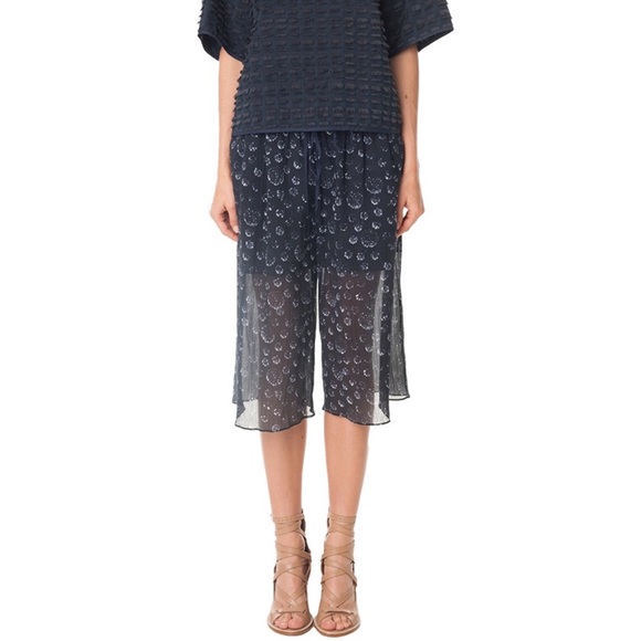 tibi  shidori dot relaxed silk cotton culottes - Picture 2 of 8